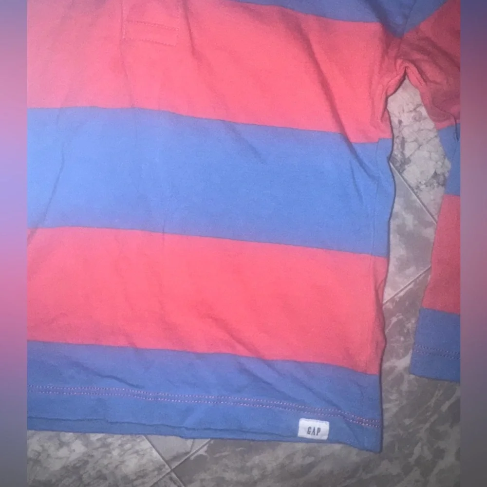 Gap Boys Size 4 Striped Rugby Polo Long Sleeve Shirt Red Blue
